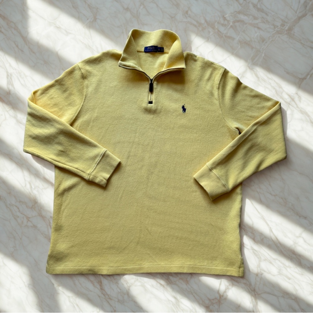 Ralph Lauren – 1/4 Zip Pullover – Men’s XL – Yellow Cotton Knit